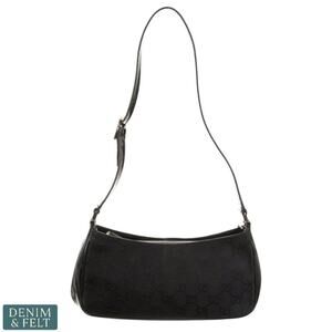 Gucci Black GG Monogram Mini Shoulder Bag with Patent Leather Trim, Vintage